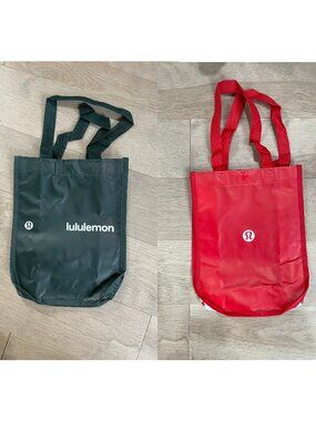 New Lululemon Red or Green Solid Reusable Shopping Bag Tote Eco-Friendly